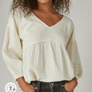 Lucky Brand Woven Long Sleeve Cream, NWT, XS